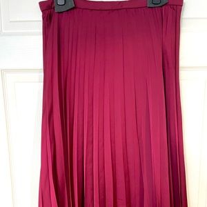 JCrew Burgundy pleated midi skirt